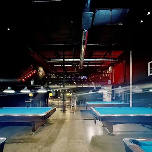 pool tables in a pool hall
