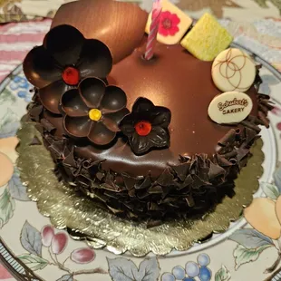 8" chocolate hazelnut cake.