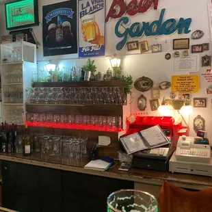 The bar area.