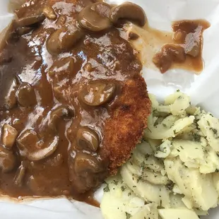Jagerschnitzel with bavarian potato salad