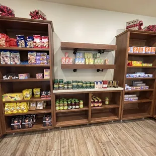 shelves of food in a store