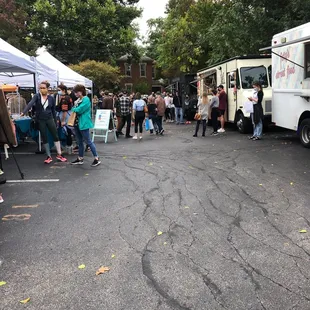 food trucks and people