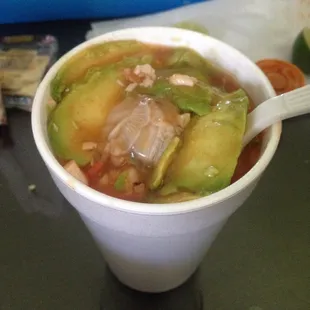 Oyster peeking out from under the avocado!