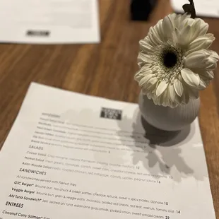 Centerpiece and menu