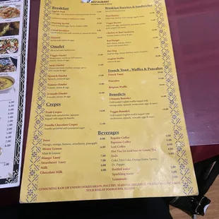 menu