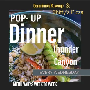 Wednesday Weekly Pop-up dinners at Thunder Canyon Brewery