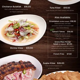 Updated menu effective February 1, 2025
