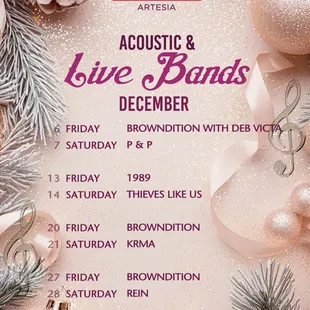 December Band Line up