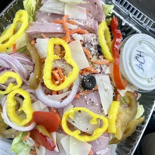 Chef salad, I asked for turkey instead of salami and no tomatoes.