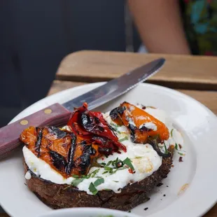 Sweet Pepper and Ricotta Crostino