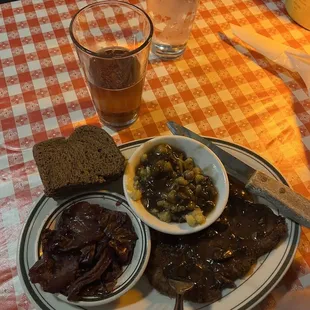 Jagersnizel, red cabbage, and spatzel.  Delicious!!!