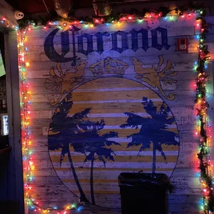 a sign with lights on it