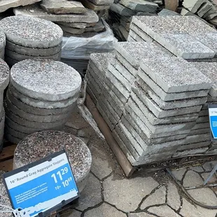 a pile of stacked concrete blocks