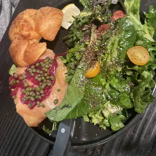 Gravlax croissant and salad