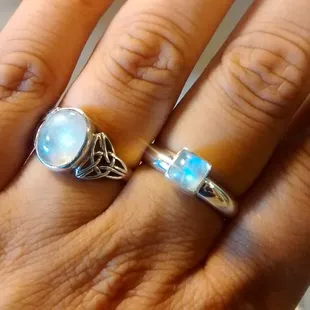 Happy with my square rainbow moonstone ring :)