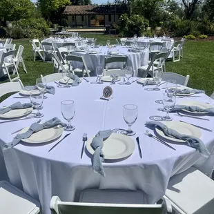 Tables set @ The Maples.