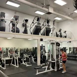 Cardio platform overlooking the weight area. Pretty cool.