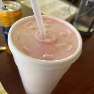 Mr. Pickey's new favorite, the strawberry banana smoothie; you couldn't make it too big to please him!