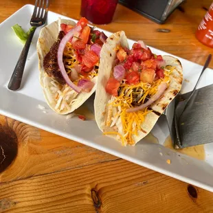 Blacked mahi mahi tacos.