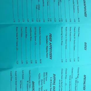 a menu for a restaurant