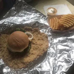 a burger and french fries