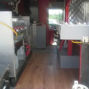 The inside of the truck.