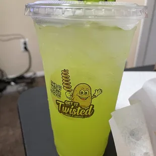 a drink and a sandwich