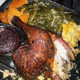 Yams, collards, Mac &amp; smoked chicken  that&apos;s a LIT plate