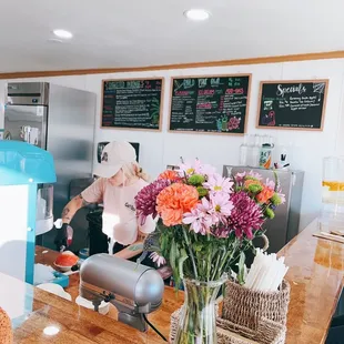 a woman in a coffee shop