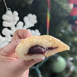 Sesame glutinous ball with RED bean filling, SO FRESH, chewy and crunchy! Love