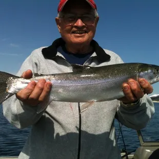 My father in law with a gorgeous 22&quot; Folsom lake Rainbow