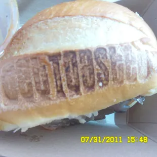 They Sear their name into the bun.  How cool is that