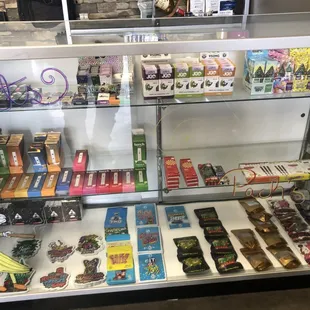 a display case full of snacks