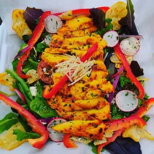 Blackened grilled chicken salad