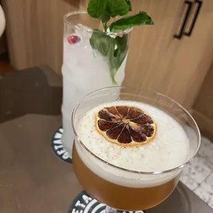 Maple Whiskey Sour and Snowstorm Mojito