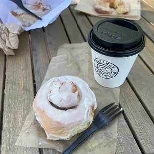 Cinnamon roll and Hot Chok