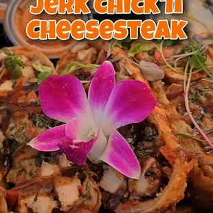 Jerk Chicken Cheesesteak With Mango Sweet &amp; Sour Dipping Sauce!