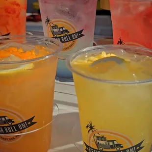 Maui Mango, Paradise Punch, Moana Lemi, Peach Passion, And Pineapple Sunrise Lemonades!