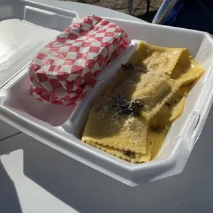 Ravioli with Italian bread