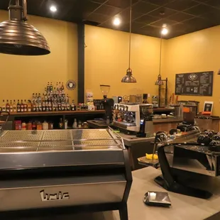 a coffee machine in a coffee shop