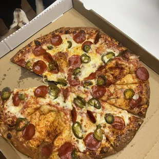 No sauce on 4 slices of the pizza.