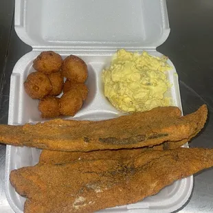 3Pcs Whiting with Potato Salad Hushpuppies