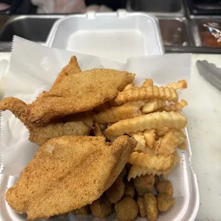 3Pc CatFish with Okra &amp; Fries