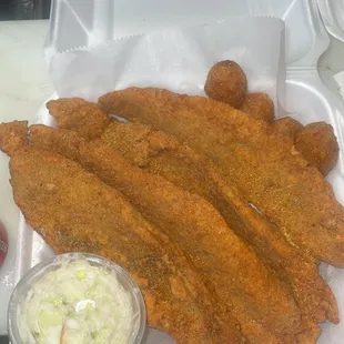 4Pc Trout With Slaw &amp; Hushpuppies