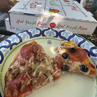 A slice of Combination &amp; slice of the Meat Lovers
