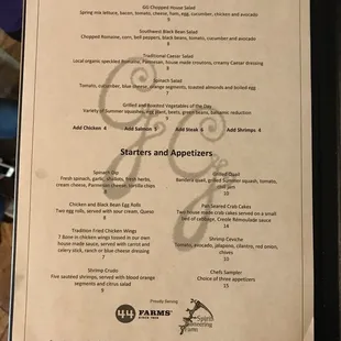 menu