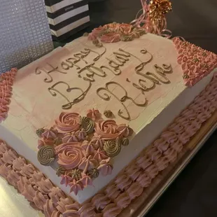 Half sheet 3 leches birthday cake with fresh strawberry filling.