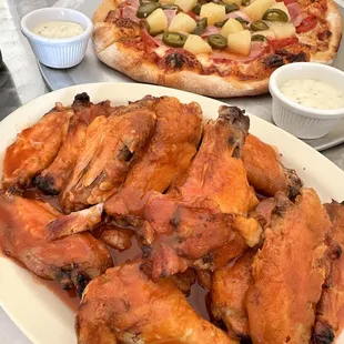 Oven baked buffalo wings.