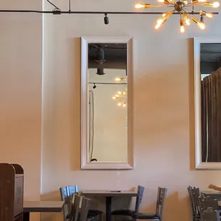 tables and chairs in a restaurant