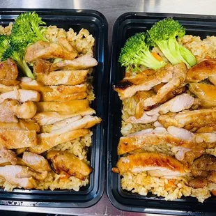 Teriyaki chicken with fried rice.